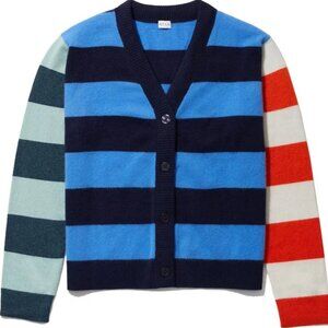 KULE Remus Cashmere Colorblock Striped Cardigan L